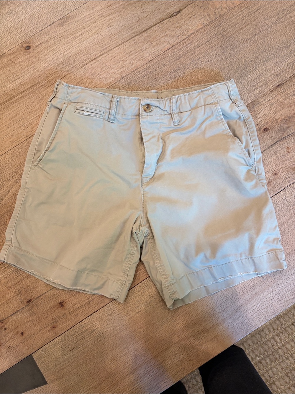 American Eagle Outfitters Men's Flat Front Shorts - Light Beige